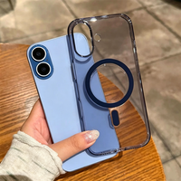 Coque de téléphone magnétique rigide transparente en PC orange pour iPhone 17 16 15 14 13, anti-jaunissement, vente en gros