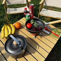 Portable Camping Ustensiles De Cuisine 3 Pcs Ensemble Cuisinière À Gaz Poêle À Frire Soupe Pot Randonnée En Plein Air Léger Ustensiles De Cuisine
