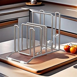 Estante de Almacenamiento de Acero Inoxidable para Tapas de Ollas y Tablas de Cortar, Tipo Moderno, para Cocina, Instalación Gratuita, Uso Doméstico - Product Image 1