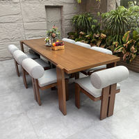Nouvelle conception de meubles de patio de luxe, ensembles de salle à manger en teck pour l'extérieur, table et chaises de salle à manger