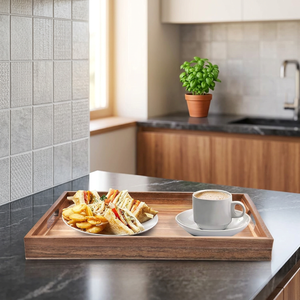 Bandeja de Madera Maciza de Acacia Rehman Craft, Moderna, Rectangular, para Desayuno, Café, Otomana, Almacenamiento, Servicio, Apta para Alimentos, Venta al por Mayor - Product Image 6