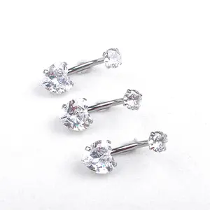 Custom Belly Ring Body Piercing Jewelry ASTM F136 Titanium Belly Piercing Love size CZ Zircon Navel Belly Button Ring For Women