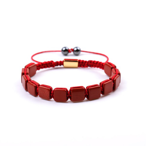 Pulsera de cuentas de lapislázuli de ojo de tigre con piedras preciosas naturales de forma cuadrada personalizada para hombres que alquilan tejido de acero inoxidable - Product Image 6