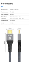 Câble HDMI 2.1 à prix réduit, 48 Gbps, 7,6 m et 9,1 m, 8K/60Hz HDR EARC, plaqué or, mâle-mâle, compatible avec PS5, moniteur de jeu, projecteur, téléviseur