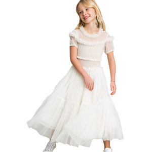 2025 primavera abiti di moda per ragazza personalizzati boutique bella manica corta per bambini abito bianco <span class=keywords><strong>maxi</strong></span> abito semplice da festa per ragazza - Product Image 1