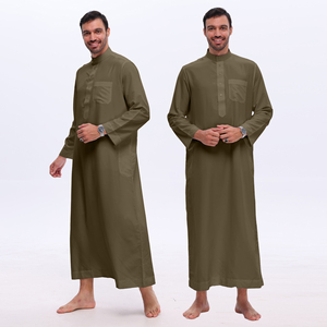Thobe Qatar Daffah, Abito Tradizionale Musulmano da Uomo a Maniche Lunghe con Colletto Alto per Eid e Preghiera <span class=keywords><strong>del</strong></span> Ramadan - Product Image 3