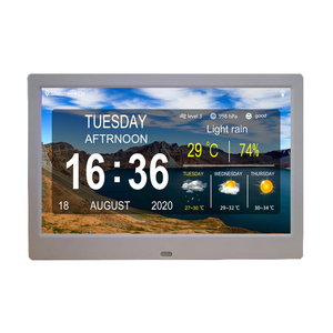 Digital Clock Large Display 10inch Large Weather Station Photo Frame Display With Alarm Medication Reminder Digital Calendar WIFI Wall Clock