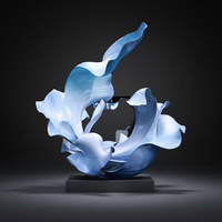 Statue en acier inoxydable coulée en forme de cube, taille réelle, logo personnalisé, design abstrait moderne, sculpture polie faite à la main, finition miroir