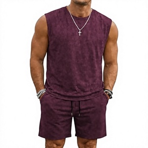 Conjunto de Dos Piezas para Hombre, Estilo Vintage, Lavado Ácido, Camiseta sin Mangas de Algodón y Pantalones Cortos - Product Image 4