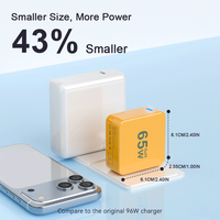 Chargeur pour ordinateur portable de type C 65W Adaptateur universel compact pour MacBook Pro/Air, iPhone, Samsung iPad Switch Charge multiple Fournisseur de pointe