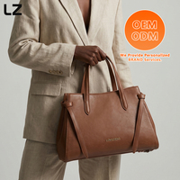 Tas Tangan Wanita Kulit Asli LZ Tas Jinjing Minimalis dengan Pegangan Atas Tas Bahu Besar Klasik untuk Perjalanan Tas Selempang yang Dapat Dilepas