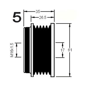 Dispositif de roue libre d'alternateur Mazda compatible avec VW pour PASSAT B5 1.8 T essence (KW 110 HP 150) 05-1997 à 11-2000 24V camion - Product Image 3