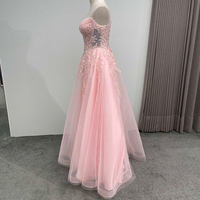 Robe de soirée rose en cristal pour fêtes, bretelles spaghetti, broderie, grande taille, coupe trapèze, longueur ras du sol, perles, appliques, dentelle