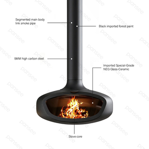 Cheminée autoportante <span class=keywords><strong>moderne</strong></span> PANSEE en acier au carbone avec flamme réelle pour usage intérieur dans le salon, la cuisine, l'hôtel et la villa - Product Image 3
