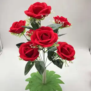 High quality 7 heads curly heart rose artificial bouquet living room table floral decoration wedding bouquet