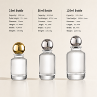 Flacon de parfum de luxe en verre ambré 30ml 50ml 100ml, flacon pulvérisateur vide avec bouchon boule doré, emballage de parfum personnalisé OEM