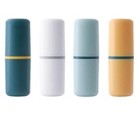 Trousse de Voyage Portable Color-Block pour Soins Dentaires : Gobelet, Porte-Brosse à Dents et Étui à Dentifrice – Essentiels Domestiques pour un Nettoyage Facile