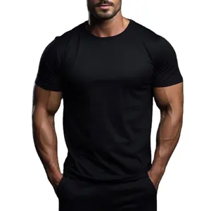 Venta al por mayor personalizar los hombres de alta calidad de algodón blanco Casual impreso gimnasio moda holgada ropa deportiva negro gimnasio camisetas para hombres