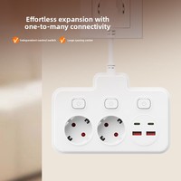 Adaptador de Enchufe Europeo de 13A, Regleta de Alimentación Multicontrol con Cargador USB Rápido y Adaptador Tipo-C con Múltiples Puertos