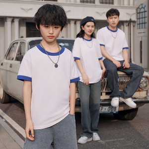 Kaus ringer Musim Panas pria logo kustom kaus dua warna desain kustom kaus pakaian jalan modis - Product Image 6