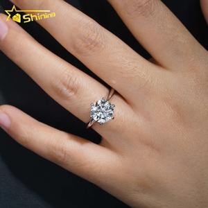 Con certificato classico 6 artigli solitario rotondo taglio brillante 2ct VS2 Lab cresciuto diamante CVD anello di fidanzamento 18K oro massiccio - Product Image 3