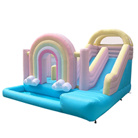 Château gonflable arc-en-ciel avec toboggan et piscine, aire de jeux pour enfants, usage domestique et extérieur, vente en gros, directement de l'usine