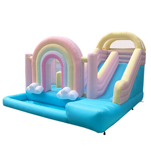 Château gonflable arc-en-ciel avec toboggan et piscine, aire de jeux pour enfants, usage domestique et extérieur, vente en gros, directement de l'usine - Product Image 6