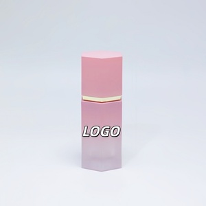 Hexagon Unique Lipgloss Big Wand Brush Pink 7ml Liquid Blusher <b>Tubes</b> Custom Empty <b>Plastic</b> Lip Gloss <b>Tubes</b> Packaging - Product Image 1
