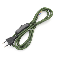 Câble d'alimentation CA 220V avec prise européenne, interrupteur intégré, fil tressé en textile, câble de 2 mètres