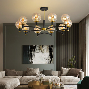 Nordique minimaliste créatif maison éclairage salle à manger salon lampe verre multi-tête lustre boule de verre grand lustre - Product Image 4