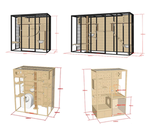 Vente en gros de villa pour chat en bois massif, château robuste pour chat avec poteaux à gratter, hamac, maison de jeu multifonction pour chat, meubles pour animaux de compagnie d'intérieur - Product Image 3