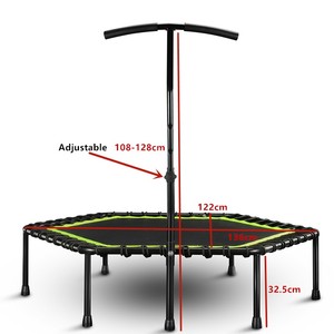 Adult Fitness Hexagonal Trampoline With Adjustable Handle 48" Spring Free <strong>Rebounder</strong> - Product Image 6