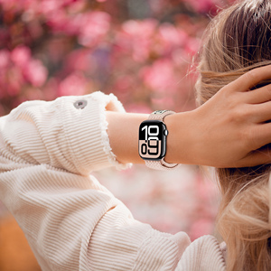 Forwelleny alla moda e carino gattino magnetico intrecciato cinturino in Nylon con logo stampato per IWatch <span class=keywords><strong>serie</strong></span> 11 10 9 8 7 SE Ultra <span class=keywords><strong>2</strong></span> - Product Image 3