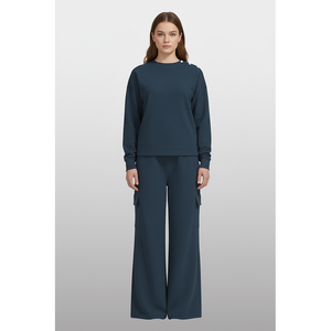 Ensemble deux pièces pour femmes, haut à col long en tissu doux et confortable, élégant pour le quotidien, les déplacements décontractés, approvisionnement direct d'usine - Product Image 3