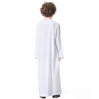 Nouvelle Collection 2026 : Qamis Garçon Style Thobe Jubba avec Broderie Dorée – Robe Arabe Musulmane pour Enfants, Kandura, Vêtement Islamique pour Ramadan et Aïd, Qamis Saoudien à Fermeture Éclair