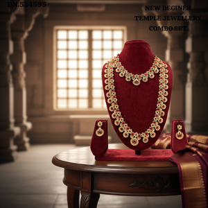 Traditional South <b>Indian</b> Temple Long Bridal Necklace Set Alloy Gold Plated Zircon Earrings Vintage Engagement Wedding - Product Image 3