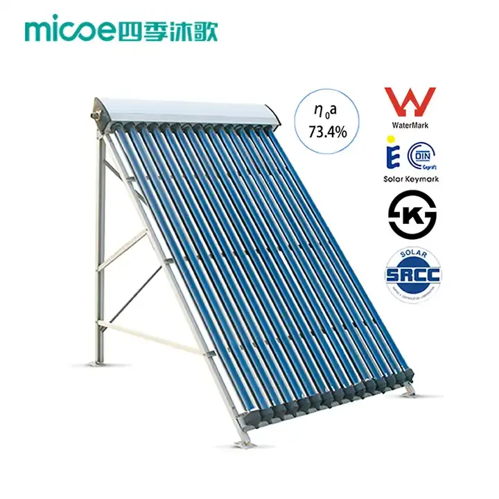 Tubo de calor MICOE, colector solar, sistema de calentador de agua caliente solar de alta presión, proyecto de calentamiento térmico solar presurizado comercial