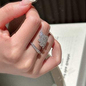 S925 Pure Silver Leaf <b>Ring</b> Elegant Luxury Simple Design with Micro Vintage Medieval Inlaid Leaf Stylish <b>Opening</b> <b>Ring</b> - Product Image 2