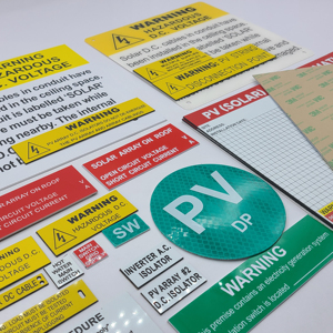 Kits de etiquetas de advertencia de ABS personalizados con adhesivo solar directo de fábrica, etiqueta PV - Product Image 1