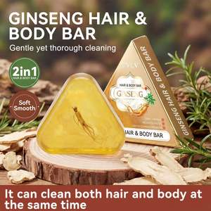 Jabón triangular para champú y lavado corporal, puede limpiar eficazmente el cuerpo, jabón de ginseng, jabón de hierbas, champú natural, jabón en barra para baño - Product Image 2