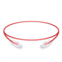 Kabel Patch RJ45 UTP Cat6 Slim dengan Panjang yang Dapat Disesuaikan 0.5m/1m/2m/5m, Jaket PVC LSZH, 28AWG, 8 Konduktor, Konduktor Tembaga Telanjang
