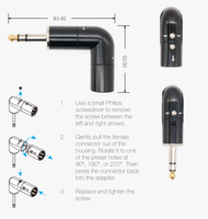 Adaptateur XLR à trois broches plaqué or, mâle XLR vers prise jack simple 6,35 mm pour console de mixage de microphone