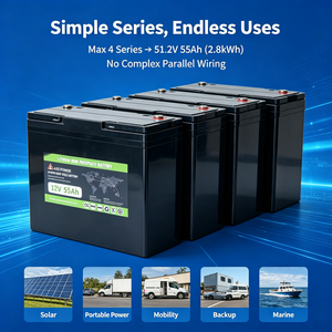 Batería de ciclo profundo LiFePO4 de 12.8V 55Ah 704Wh, paquete de baterías recargables de fosfato de hierro y litio para respaldo de UPS solar - Product Image 4