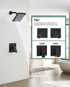 Matte đen vòi hoa sen vòi chức năng duy nhất lượng mưa vuông xử lý điều khiển vòi hoa sen đặt cupc vòi - Product Image 3