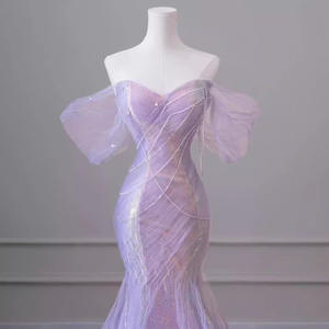 2025 nuevo vestido de novia de sirena francesa de lujo para novia Satén de gama alta pequeño vestido principal romántico <span class=keywords><strong>corazón</strong></span> cariño encaje - Product Image 4