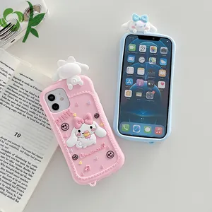 OKSILICONE Best Selling Anti-Shock Silicone Glossy Cute Cartoon Phone Mobile Cover Case Custom Logo Free Sample For Iphone Case