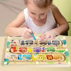 Rompecabezas de Madera para Niños y Niñas, Juego de Contar y Combinar, Laberinto Magnético de Colores y Números - Product Image 2