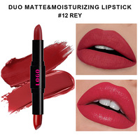 Rouge à lèvres double embout mat velours longue tenue, personnalisable, végétalien, waterproof, hydratant, de luxe, pour marque privée et vente en gros