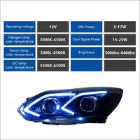 Pour modèles Ford Fox 12-14, ensemble de phares modifiés à lumière bleue fluide, Focus 3, 12V 30W, lentille LED 10M, feux de jour