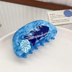 Fermacapelli Artigianale in Acetato Blu Ghiaccio con Elementi Girasole/Luna/Donna, Stile Europeo Americano per Donna - San Valentino, Matrimonio - Product Image 5